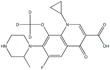 1-Cyclopropyl-6-fluoro-1,4-dihydro-8-(Methoxy-d3)-7-(2-Methyl-1-piperazinyl)-4-oxo-3-quinolinecarboxylic Acid Struktur