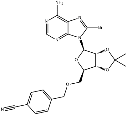 8-BroMo-5'-O-(4-cyanobenzyl)-2',3'-O-isopropylidene adenosine Struktur