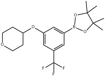 4,4,5,5-Tetramethyl-2-(3-(tetrahydro-2H-pyran-4-yloxy)-5-(trifluoromethyl)phenyl)-1,3,2-dioxaborolan96% Struktur