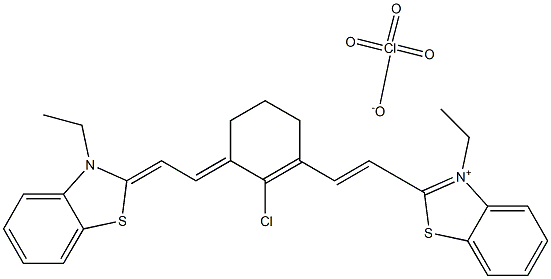 2-[2-[2-Chloro-3-[2-(3-ethyl-3H-benzthiazol-2-ylidene)-ethylidene]-1-cyclohexen-1-yl]ethenyl]-3-ethyl-benzthiazolium perchlorate Struktur