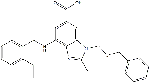 1-((benzyloxy)Methyl)-4-((2-ethyl-6-Methylbenzyl)aMino)-2-Methyl-1H-benzo[d]iMidazole-6-carboxylic acid Struktur