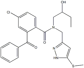 2-benzoyl-4-chloro-N-(2-hydroxybutyl)-N-((5-(Methylthio)-1H-pyrazol-3-yl)Methyl)benzaMide Struktur