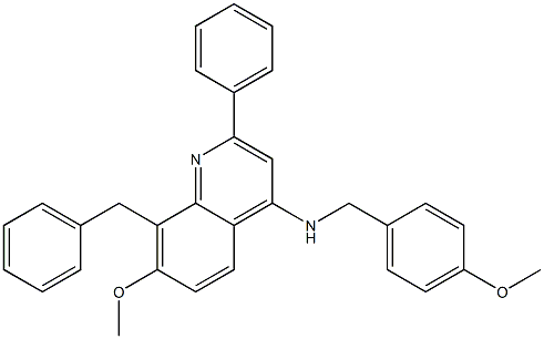 8-benzyl-7-Methoxy-N-(4-Methoxybenzyl)-2-phenylquinolin-4-aMine Struktur