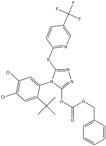 benzyl (4-(2-(tert-butyl)-4,5-dichlorophenyl)-5-((5-(trifluoroMethyl)pyridin-2-yl)thio)-4H-1,2,4-triazol-3-yl) carbonate Struktur