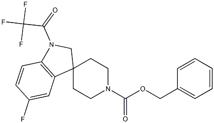 benzyl 5-fluoro-1-(2,2,2-trifluoroacetyl)spiro[indoline-3,4'-piperidine]-1'-carboxylate Struktur