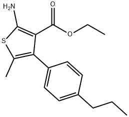 Ethyl 2-amino-5-methyl-4-(4-propylphenyl)-thiophene-3-carboxylate Struktur