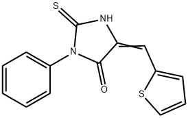 (5E)-2-mercapto-3-phenyl-5-(2-thienylmethylene)-3,5-dihydro-4H-imidazol-4-one Struktur