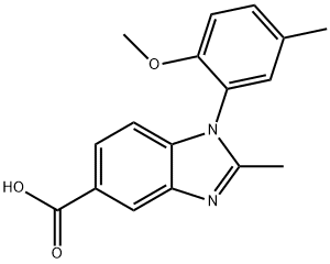 1-(2-methoxy-5-methylphenyl)-2-methyl-1H-benzimidazole-5-carboxylic acid Struktur