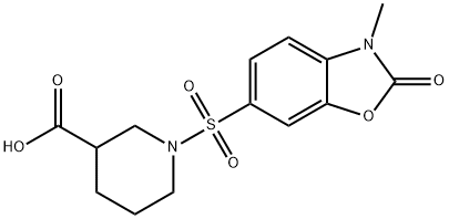 1-[(3-methyl-2-oxo-2,3-dihydro-1,3-benzoxazol-6-yl)sulfonyl]piperidine-3-carboxylic acid Struktur