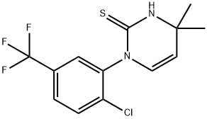 1-[2-chloro-5-(trifluoromethyl)phenyl]-4,4-dimethyl-1,4-dihydropyrimidine-2-thiol Struktur