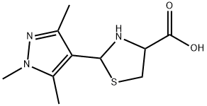 2-(1,3,5-trimethyl-1H-pyrazol-4-yl)-1,3-thiazolidine-4-carboxylic acid Struktur