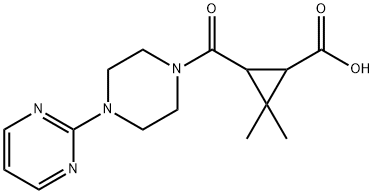 2,2-dimethyl-3-[(4-pyrimidin-2-ylpiperazin-1-yl)carbonyl]cyclopropanecarboxylic acid Struktur