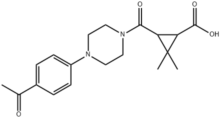 3-{[4-(4-acetylphenyl)piperazin-1-yl]carbonyl}-2,2-dimethylcyclopropanecarboxylic acid Struktur