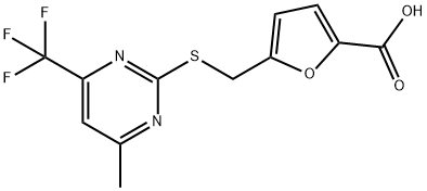 5-({[4-methyl-6-(trifluoromethyl)pyrimidin-2-yl]thio}methyl)-2-furoic acid Struktur