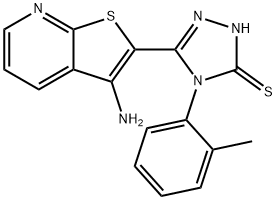 5-(3-aminothieno[2,3-b]pyridin-2-yl)-4-(2-methylphenyl)-4H-1,2,4-triazole-3-thiol Struktur