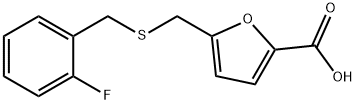 5-{[(2-fluorobenzyl)thio]methyl}-2-furoic acid Struktur