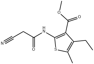 methyl 2-[(cyanoacetyl)amino]-4-ethyl-5-methylthiophene-3-carboxylate Struktur