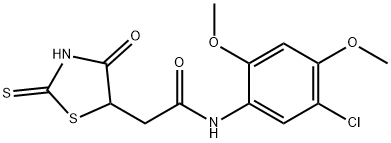 N-(5-chloro-2,4-dimethoxyphenyl)-2-(2-mercapto-4-oxo-4,5-dihydro-1,3-thiazol-5-yl)acetamide Struktur