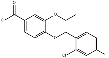 4-[(2-chloro-4-fluorobenzyl)oxy]-3-ethoxybenzoyl chloride Struktur