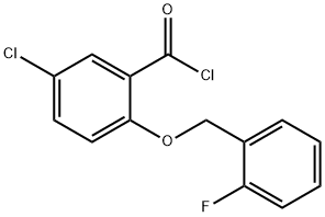 5-chloro-2-[(2-fluorobenzyl)oxy]benzoyl chloride Struktur