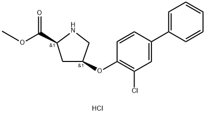 Methyl (2S,4S)-4-[(3-chloro[1,1'-biphenyl]-4-yl)-oxy]-2-pyrrolidinecarboxylate hydrochloride Struktur