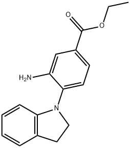 Ethyl 3-amino-4-(2,3-dihydro-1H-indol-1-yl)-benzoate Struktur