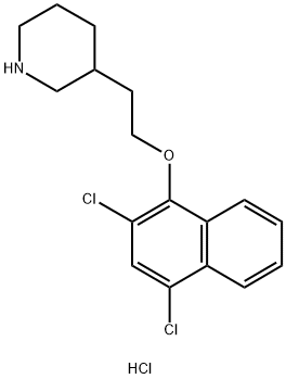 3-{2-[(2,4-Dichloro-1-naphthyl)oxy]-ethyl}piperidine hydrochloride Struktur