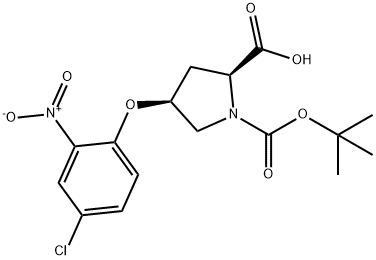 (2S,4S)-1-(tert-Butoxycarbonyl)-4-(4-chloro-2-nitrophenoxy)-2-pyrrolidinecarboxylic acid Struktur