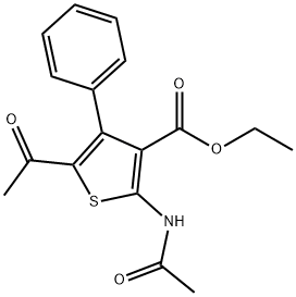 3-thiophenecarboxylic acid, 5-acetyl-2-(acetylamino)-4-phe Struktur