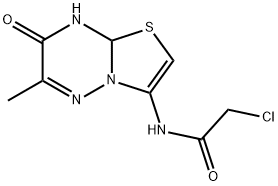 2-Chloro-N-(6-methyl-7-oxo-8,8a-dihydro-7H-[1,3]-thiazolo[3,2-b][1,2,4]triazin-3-yl)acetamide Struktur