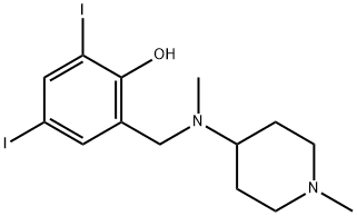 2,4-Diiodo-6-{[methyl(1-methylpiperidin-4-yl)-amino]methyl}phenol Struktur