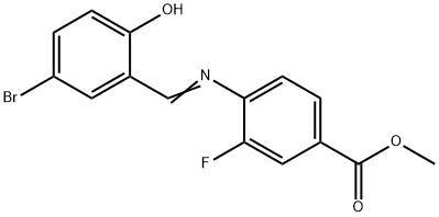 Methyl 4-{[(5-bromo-2-hydroxyphenyl)methylidene]-amino}-3-fluorobenzoate Struktur