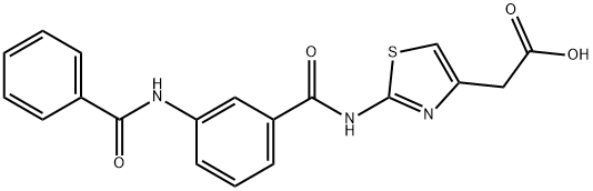 (2-{[3-(Benzoylamino)benzoyl]amino}-1,3-thiazol-4-yl)acetic acid Struktur