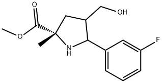 Methyl 5-(3-fluorophenyl)-4-(hydroxymethyl)-2-methylpyrrolidine-2-carboxylate Struktur