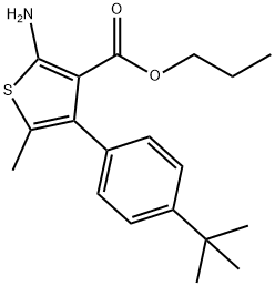 Propyl 2-amino-4-(4-tert-butylphenyl)-5-methylthiophene-3-carboxylate Struktur