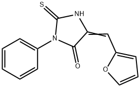 (5E)-5-(2-furylmethylene)-2-mercapto-3-phenyl-3,5-dihydro-4H-imidazol-4-one Struktur