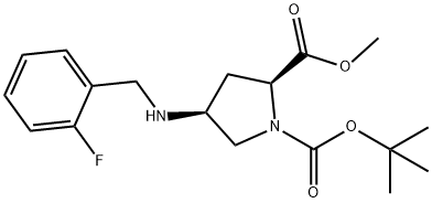 1-tert-butyl 2-methyl (2S,4S)-4-[(2-fluorobenzyl)amino]pyrrolidine-1,2-dicarboxylate Struktur