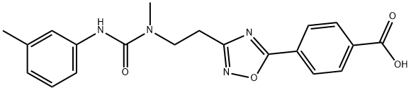 4-{3-[2-(methyl{[(3-methylphenyl)amino]carbonyl}amino)ethyl]-1,2,4-oxadiazol-5-yl}benzoic acid Struktur