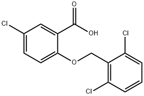 5-chloro-2-[(2,6-dichlorobenzyl)oxy]benzoic acid Struktur