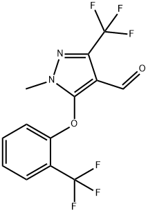 1-Methyl-3-(trifluoromethyl)-5-[2-(trifluoro-methyl)phenoxy]-1H-pyrazole-4-carbaldehyde Struktur