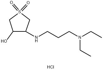 4-(3-Diethylamino-propylamino)-1,1-dioxo-tetrahydro-1lambda*6*-thiophen-3-ol hydrochloride Struktur