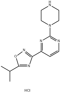 4-(5-Isopropyl-1,2,4-oxadiazol-3-yl)-2-piperazin-1-ylpyrimidine dihydrochloride Struktur