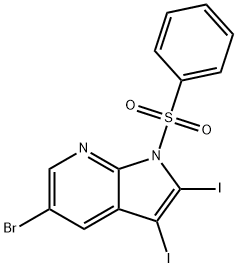 5-Bromo-2,3-diiodo-1-(phenylsulfonyl)-1H-pyrrolo[2,3-b]pyridine Struktur