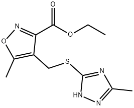 Ethyl 5-methyl-4-{[(5-methyl-4H-1,2,4-triazol-3-yl)thio]methyl}isoxazole-3-carboxylate Struktur