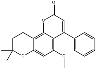 5-Methoxy-8,8-dimethyl-4-phenyl-9,10-dihydro-2H,8H-pyrano[2,3-f]chromen-2-one Struktur