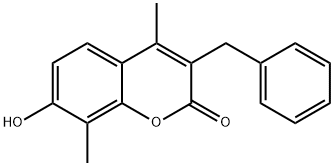 3-Benzyl-7-hydroxy-4,8-dimethyl-2H-chromen-2-one Struktur