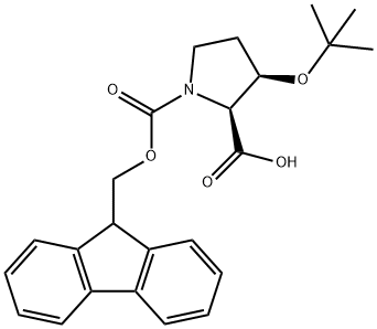 (2S,3R)-3-(tert-Butoxy)-1-[(9H-fluoren-9-ylmethoxy)-carbonyl]pyrrolidine-2-carboxylic acid Struktur