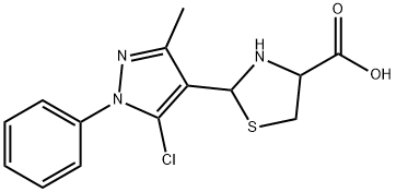 2-(5-Chloro-3-methyl-1-phenyl-1H-pyrazol-4-yl)-1,3-thiazolidine-4-carboxylic acid Struktur