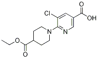 5-chloro-6-[4-(ethoxycarbonyl)piperidino]nicotinic acid Struktur