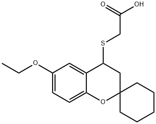 [(6-ethoxy-3,4-dihydrospiro[chromene-2,1'-cyclohexan]-4-yl)thio]acetic acid Struktur